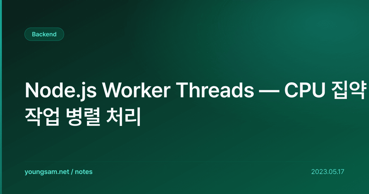 Node.js Worker Threads — CPU 집약 작업 병렬 처리