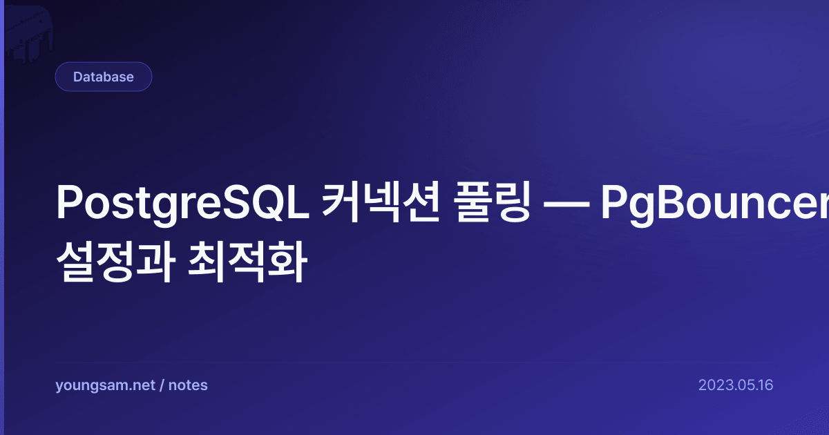 PostgreSQL 커넥션 풀링 — PgBouncer 설정과 최적화