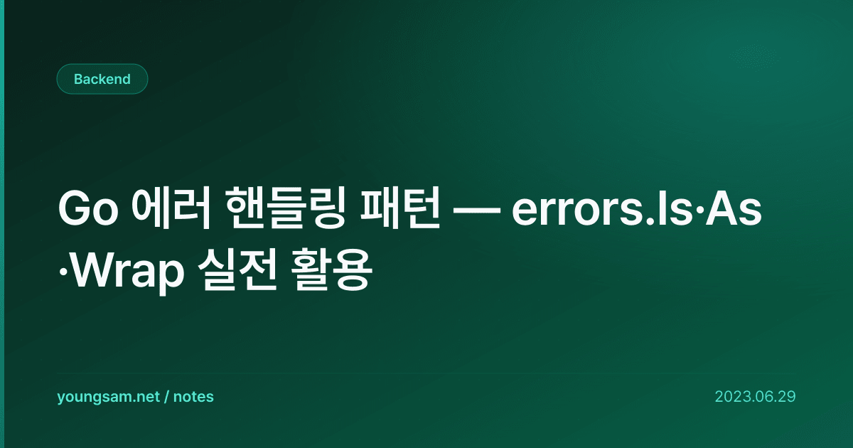 Go 에러 핸들링 패턴 — errors.Is·As·Wrap 실전 활용