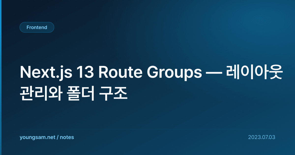 Next.js 13 Route Groups — 레이아웃 관리와 폴더 구조