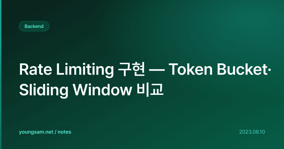 Rate Limiting 구현 — Token Bucket·Sliding Window 비교