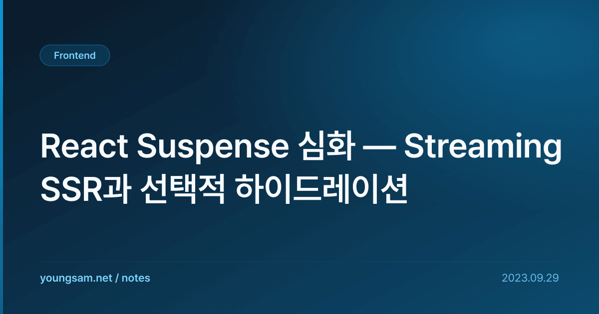 React Suspense 심화 — Streaming SSR과 선택적 하이드레이션