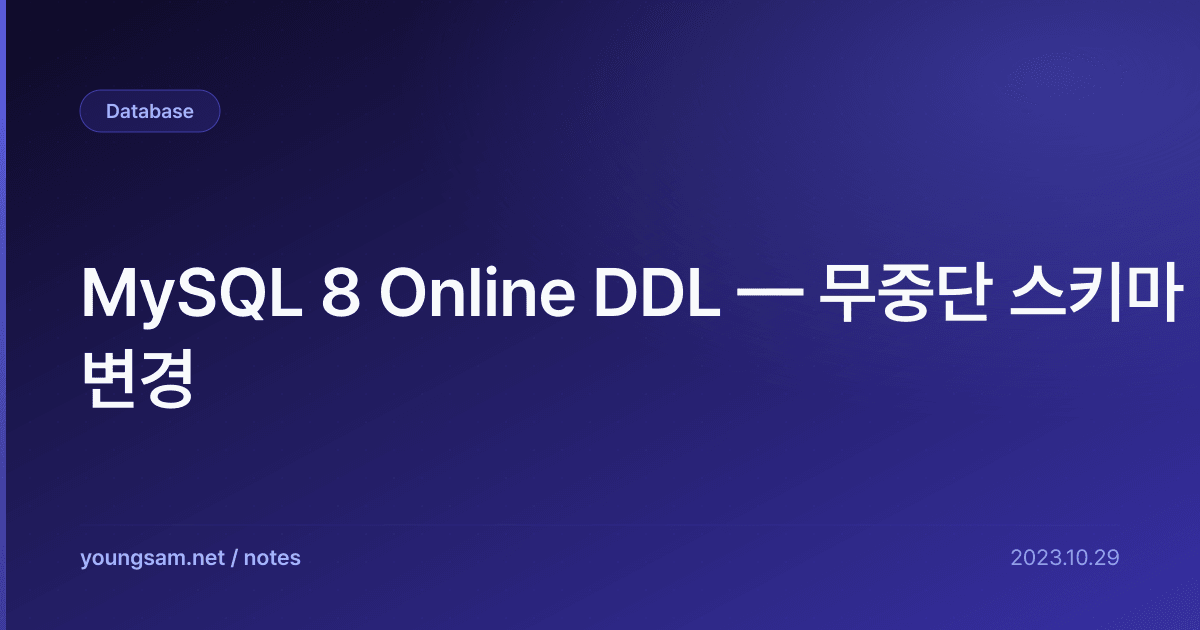 MySQL 8 Online DDL — 무중단 스키마 변경