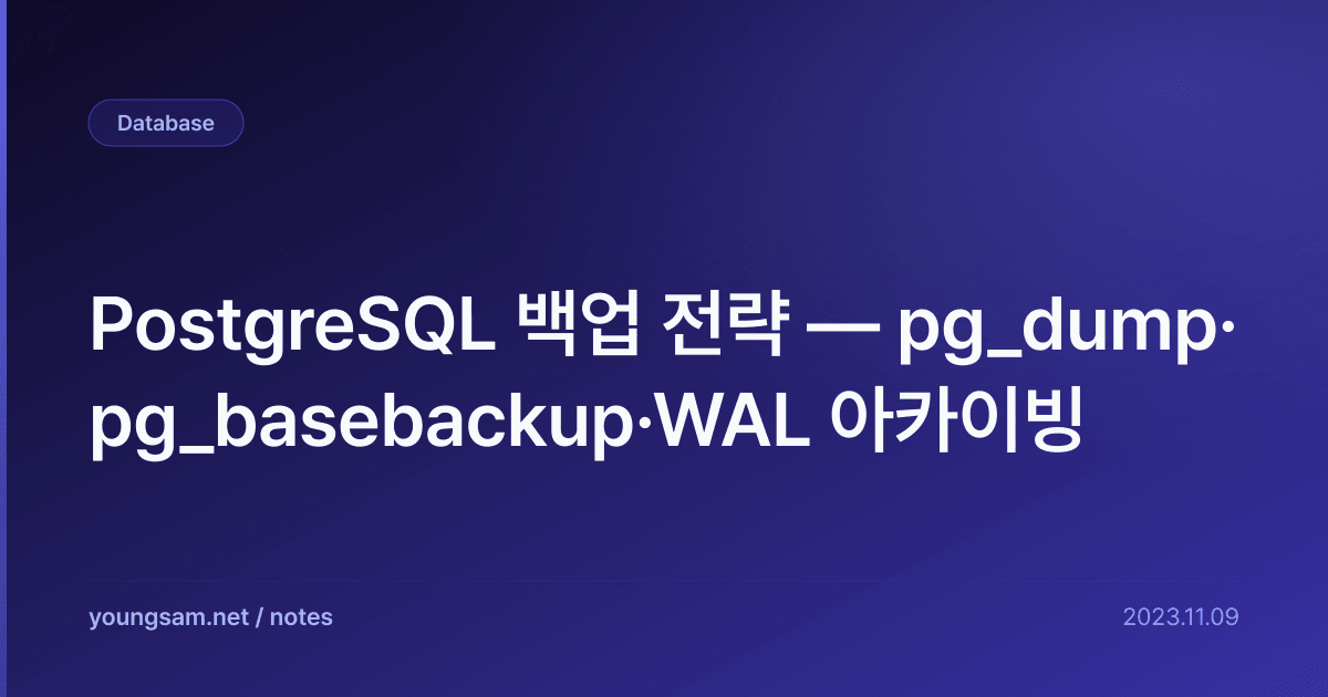 PostgreSQL 백업 전략 — pg_dump·pg_basebackup·WAL 아카이빙