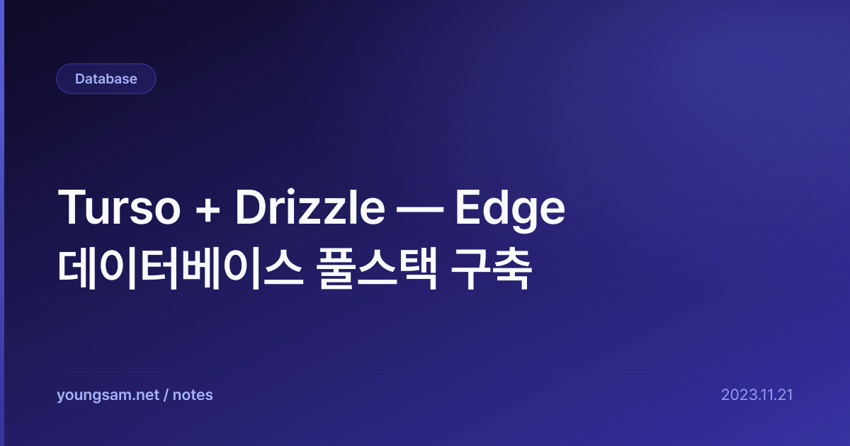 Turso + Drizzle — Edge 데이터베이스 풀스택 구축