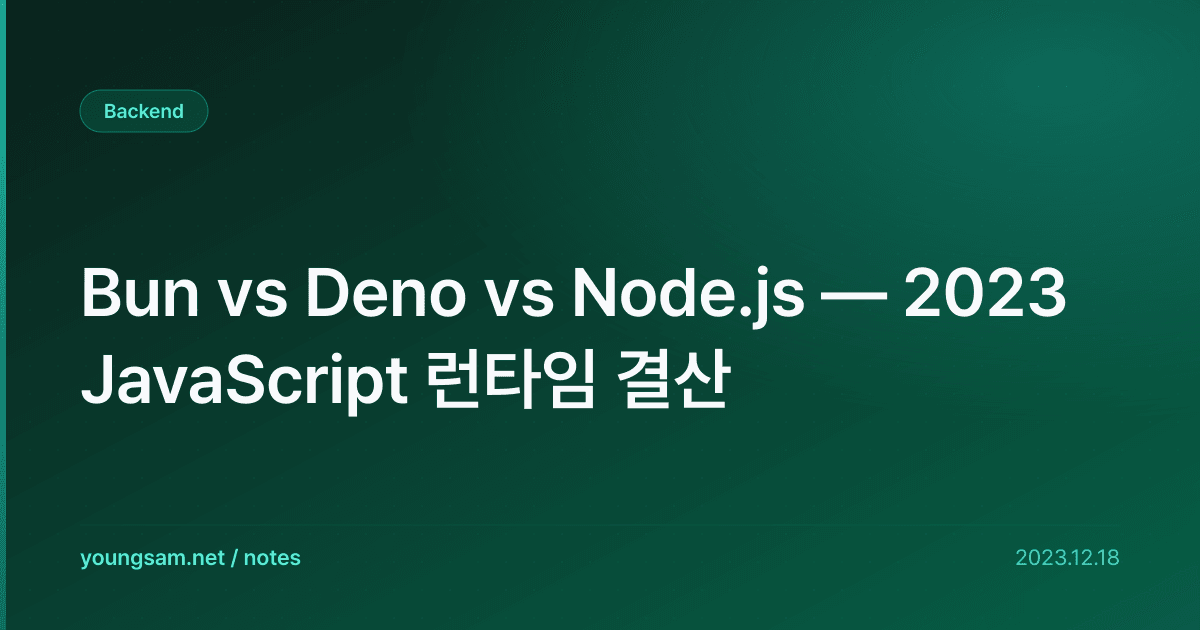 Bun vs Deno vs Node.js — 2023 JavaScript 런타임 결산