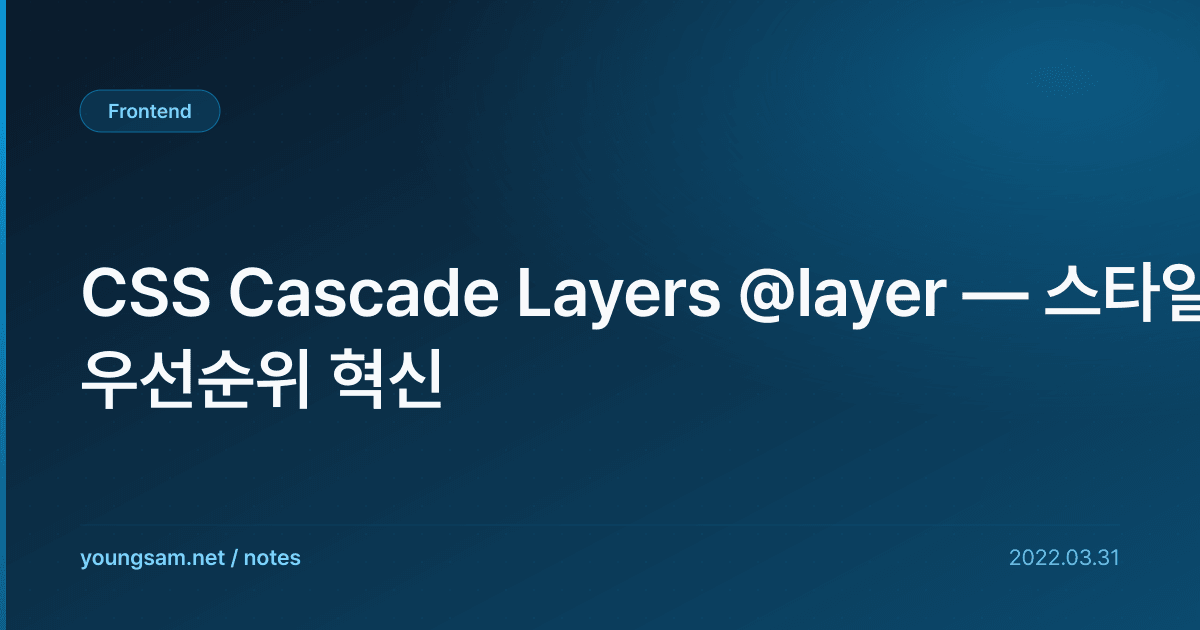 CSS Cascade Layers @layer — 스타일 우선순위 혁신