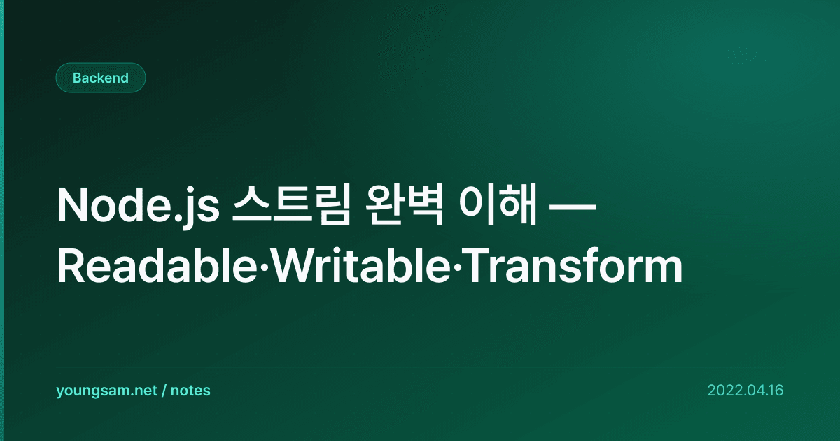Node.js 스트림 완벽 이해 — Readable·Writable·Transform