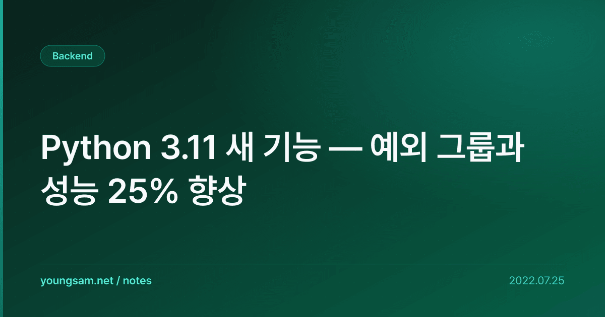 Python 3.11 새 기능 — 예외 그룹과 성능 25% 향상