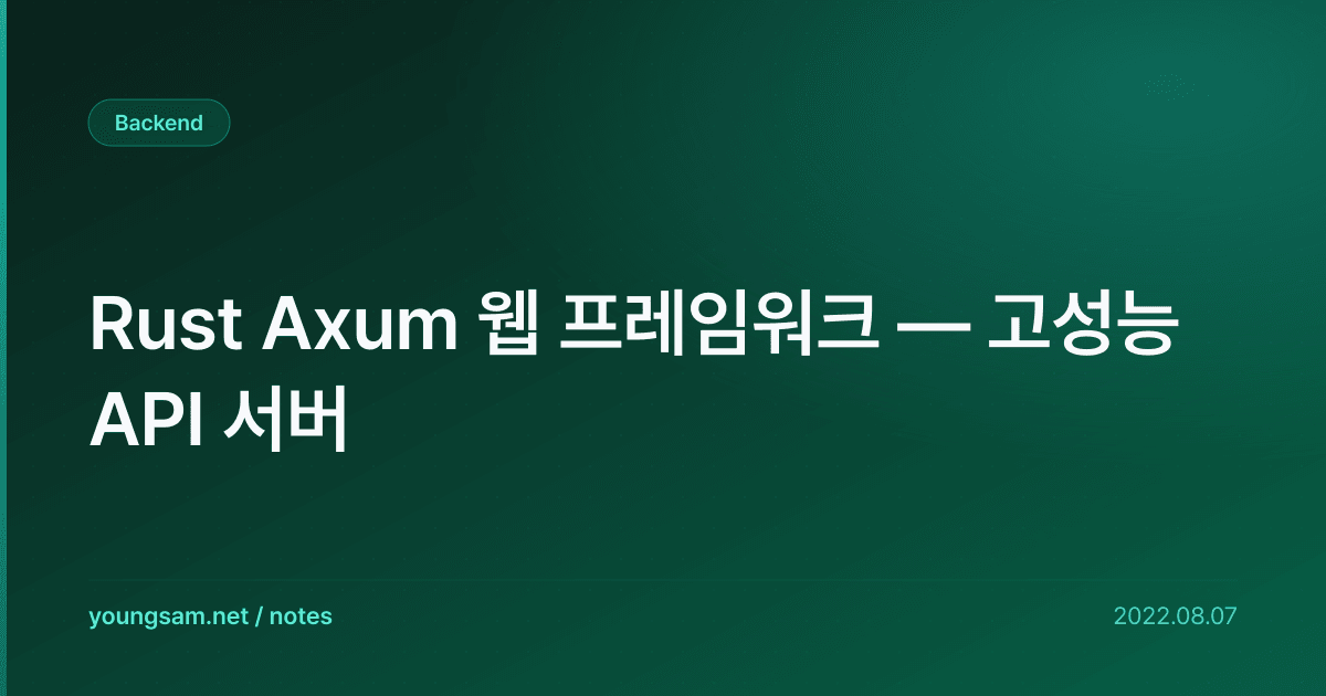 Rust Axum 웹 프레임워크 — 고성능 API 서버
