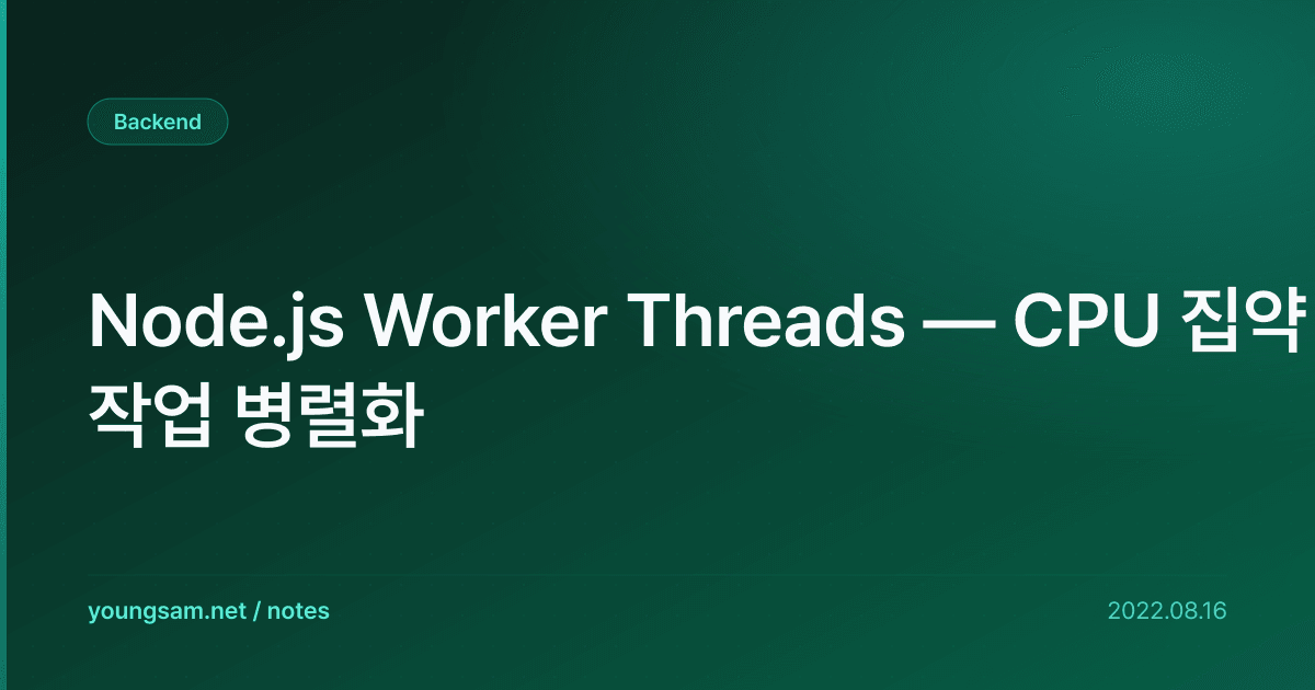 Node.js Worker Threads — CPU 집약 작업 병렬화