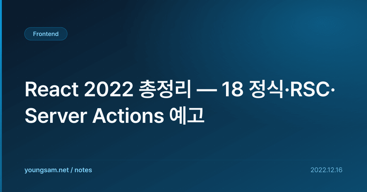 React 2022 총정리 — 18 정식·RSC·Server Actions 예고