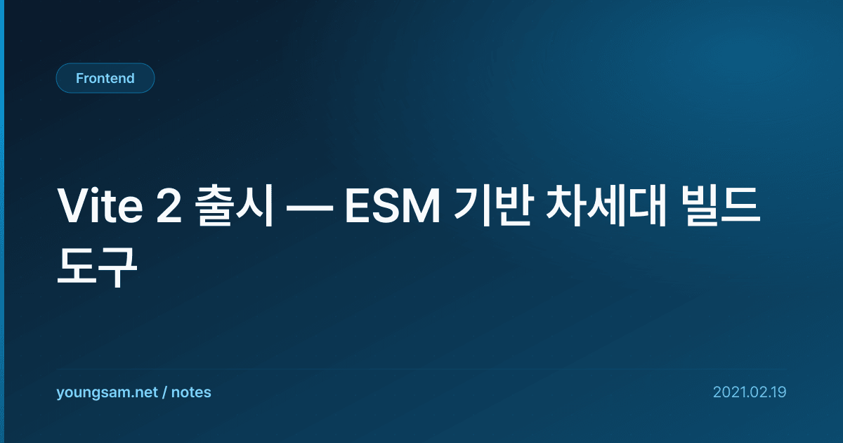 Vite 2 출시 — ESM 기반 차세대 빌드 도구