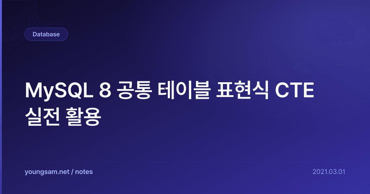 MySQL 8 공통 테이블 표현식 CTE 실전 활용