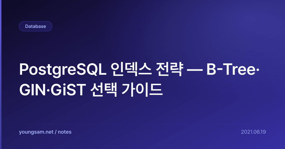PostgreSQL 인덱스 전략 — B-Tree·GIN·GiST 선택 가이드
