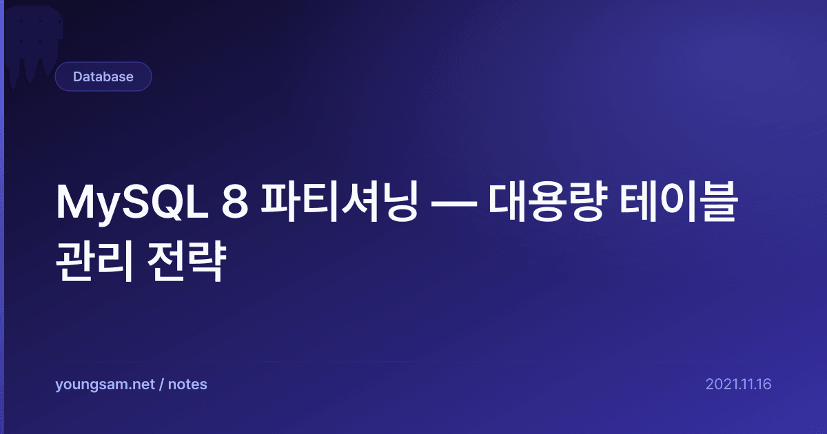 MySQL 8 파티셔닝 — 대용량 테이블 관리 전략