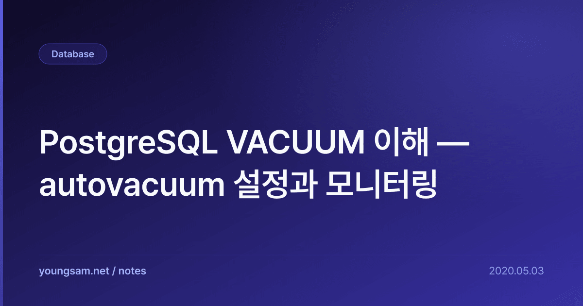 PostgreSQL VACUUM 이해 — autovacuum 설정과 모니터링
