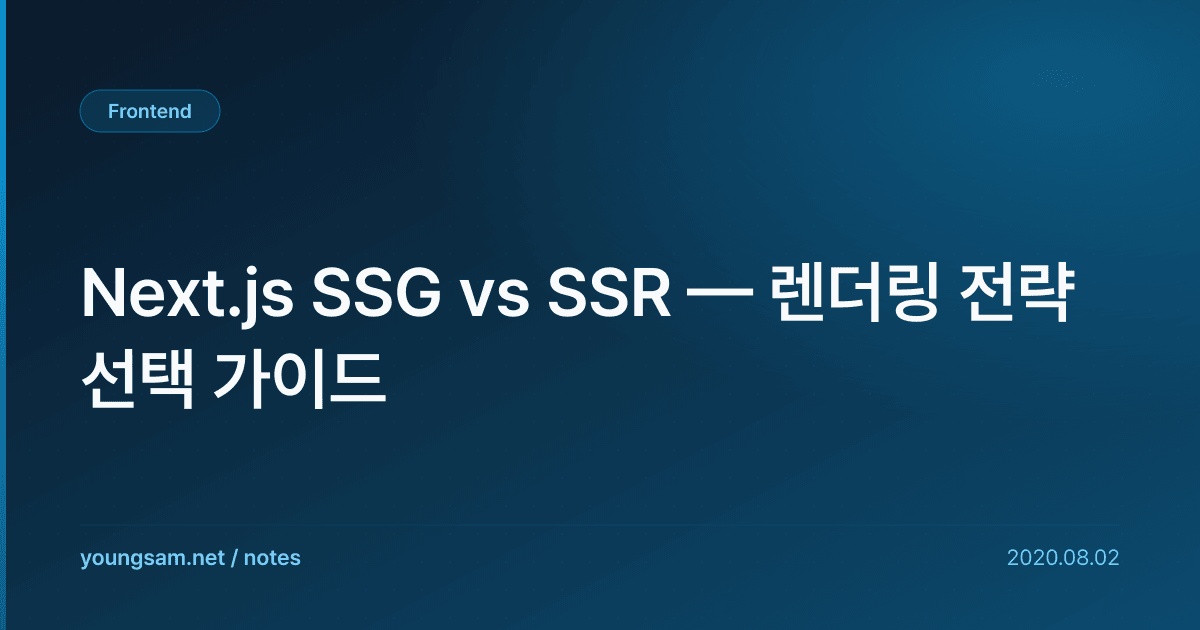 Next.js SSG vs SSR — 렌더링 전략 선택 가이드
