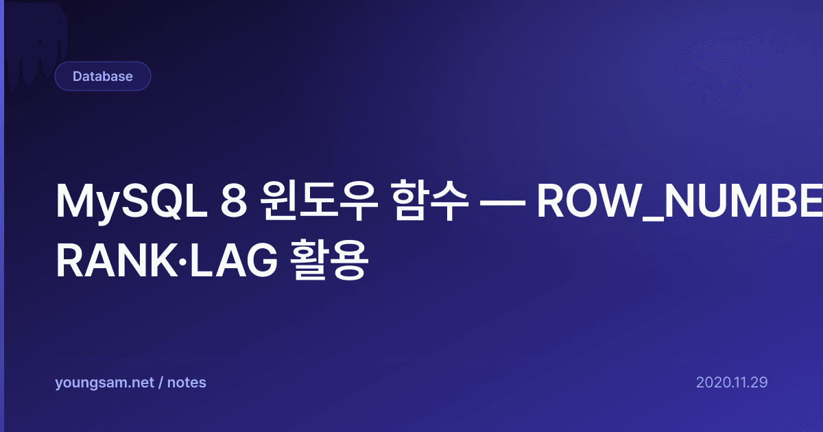 MySQL 8 윈도우 함수 — ROW_NUMBER·RANK·LAG 활용