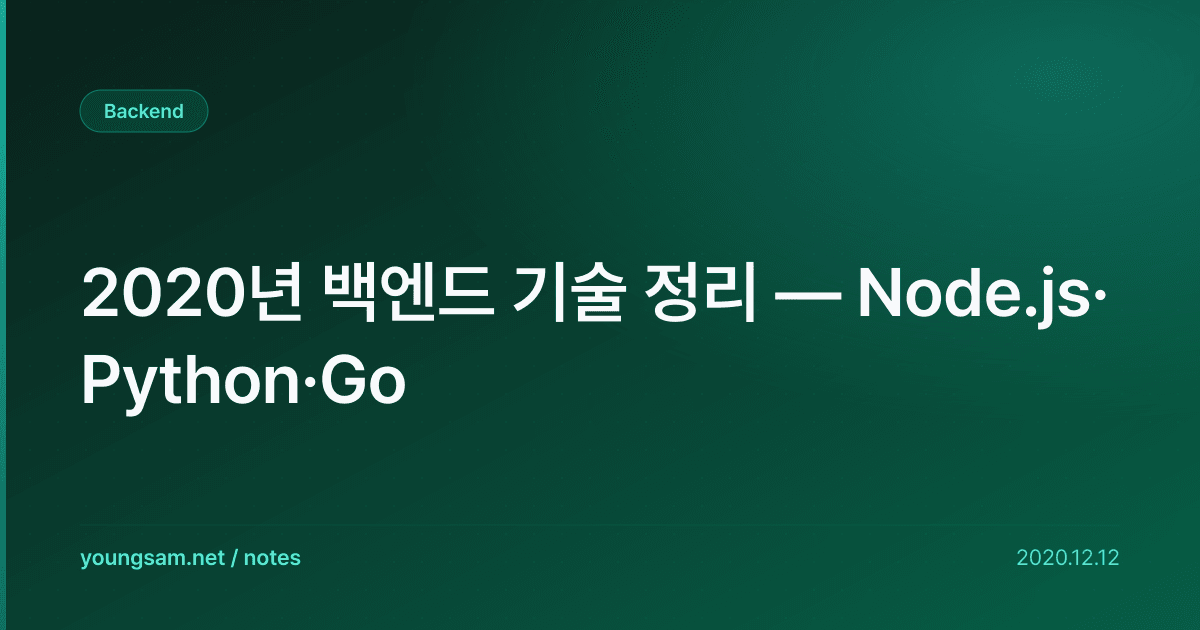 2020년 백엔드 기술 정리 — Node.js·Python·Go