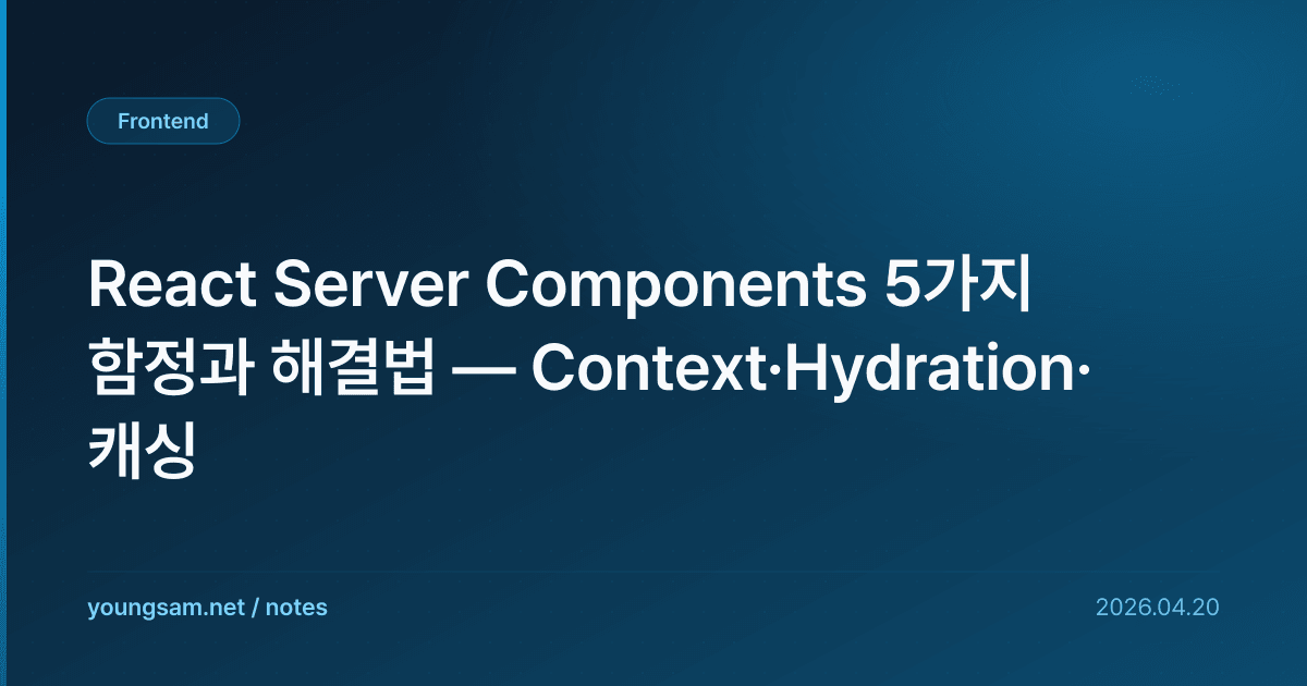 React Server Components 5가지 함정과 해결법 — Context·Hydration·캐싱