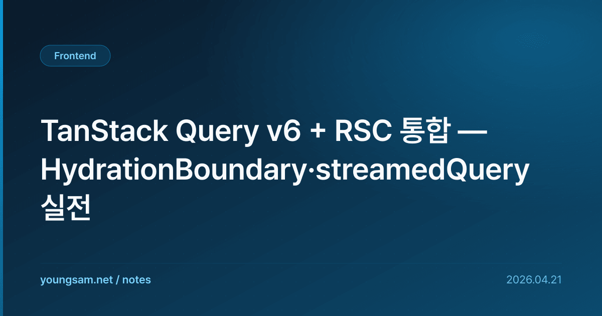 TanStack Query v6 + RSC 통합 — HydrationBoundary·streamedQuery 실전