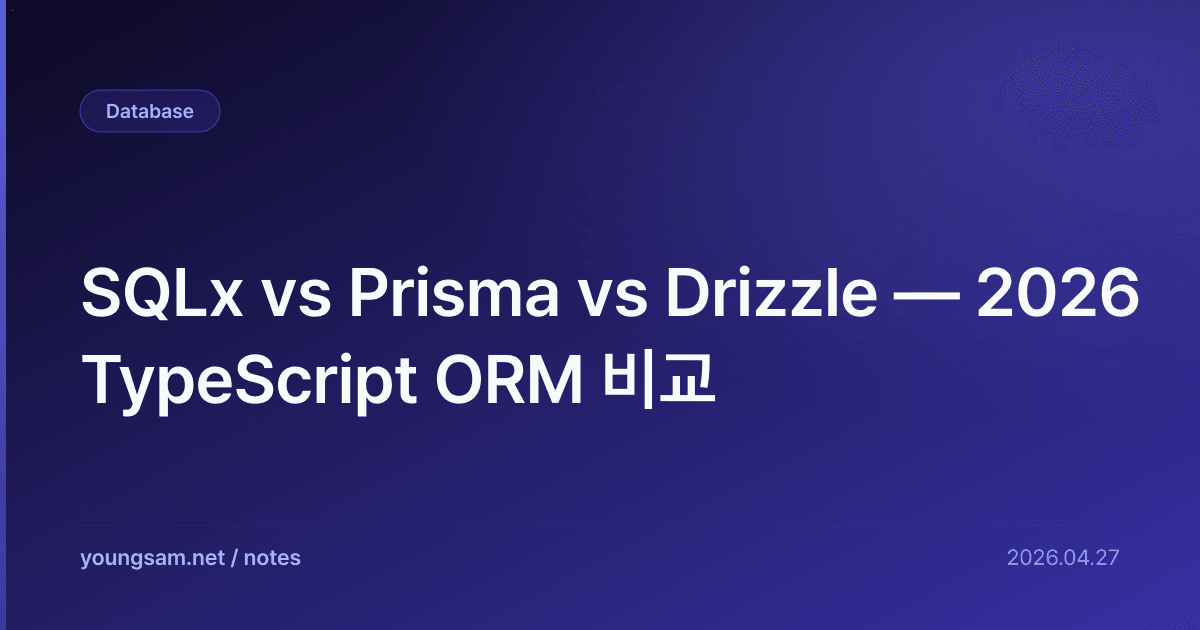 SQLx vs Prisma vs Drizzle — 2026 TypeScript ORM 비교