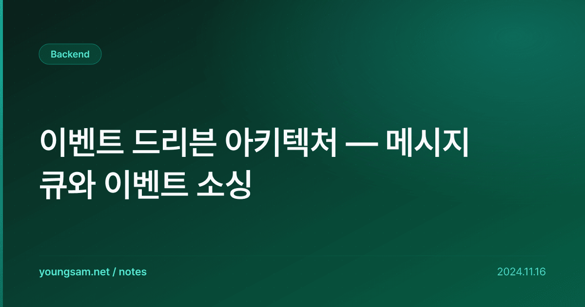 이벤트 드리븐 아키텍처 — 메시지 큐와 이벤트 소싱