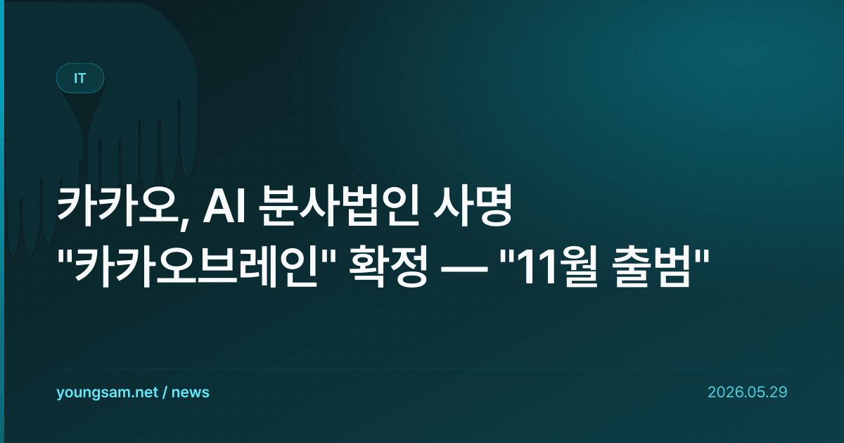 카카오, AI 분사법인 사명 "카카오브레인" 확정 — "11월 출범"