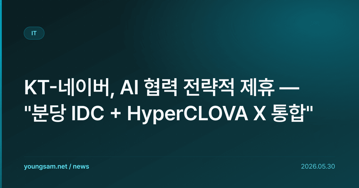 KT-네이버, AI 협력 전략적 제휴 — "분당 IDC + HyperCLOVA X 통합"