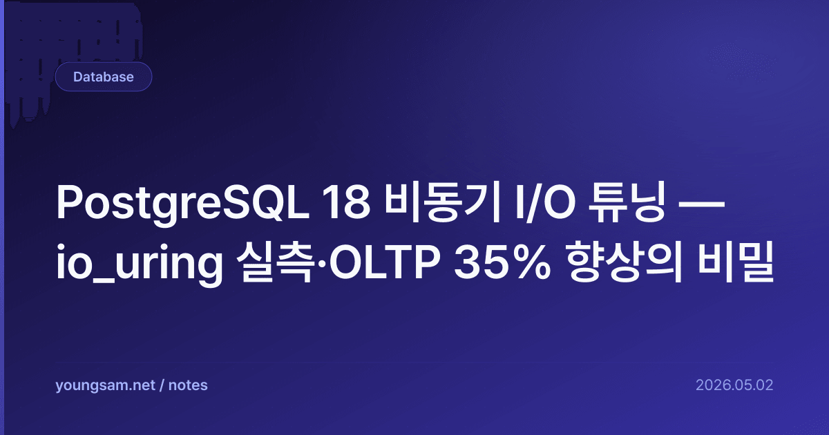 PostgreSQL 18 비동기 I/O 튜닝 — io_uring 실측·OLTP 35% 향상의 비밀