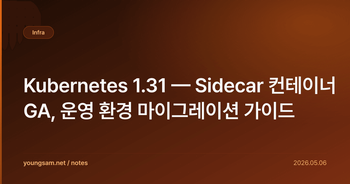 Kubernetes 1.31 — Sidecar 컨테이너 GA, 운영 환경 마이그레이션 가이드