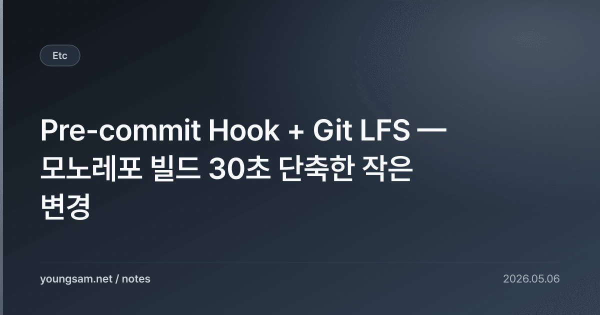 Pre-commit Hook + Git LFS — 모노레포 빌드 30초 단축한 작은 변경