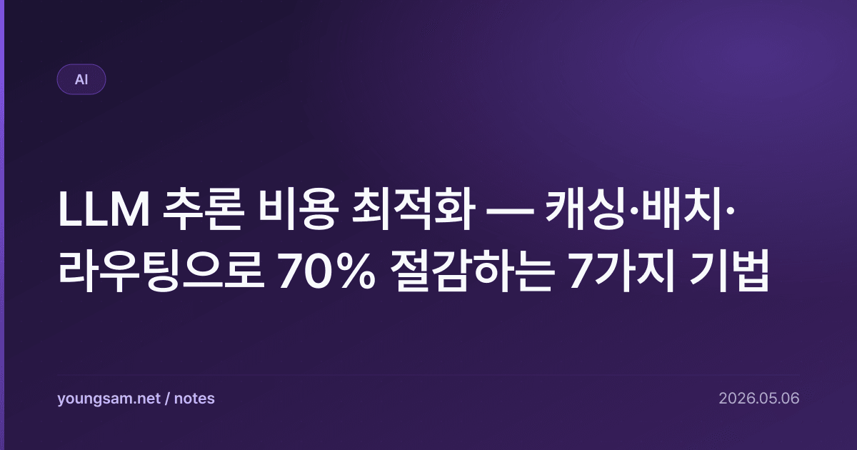 LLM 추론 비용 최적화 — 캐싱·배치·라우팅으로 70% 절감하는 7가지 기법