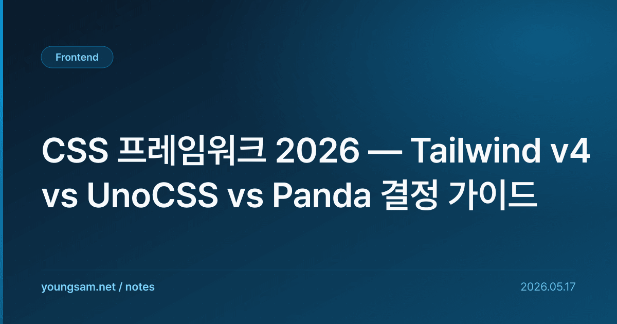 CSS 프레임워크 2026 — Tailwind v4 vs UnoCSS vs Panda 결정 가이드