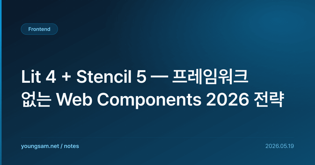 Lit 4 + Stencil 5 — 프레임워크 없는 Web Components 2026 전략