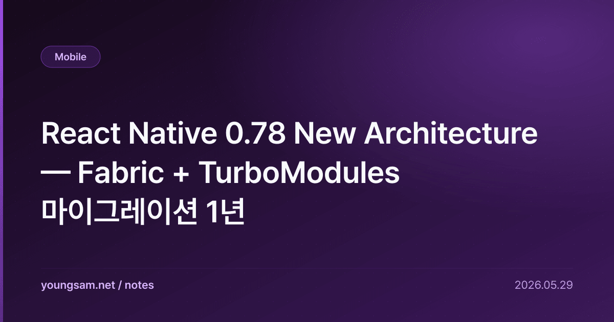 React Native 0.78 New Architecture — Fabric + TurboModules 마이그레이션 1년