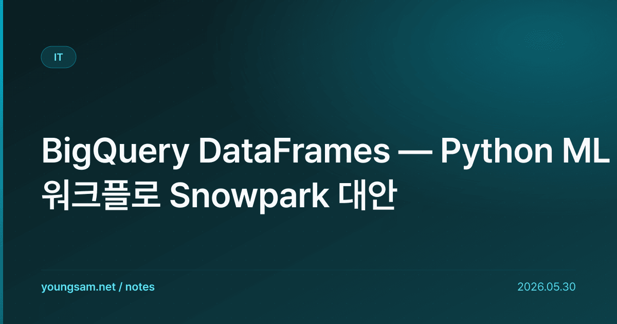 BigQuery DataFrames — Python ML 워크플로 Snowpark 대안