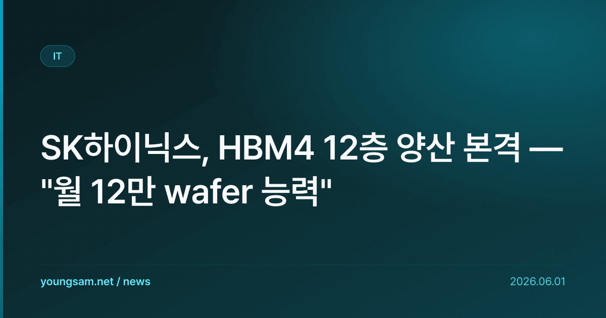 SK하이닉스, HBM4 12층 양산 본격 — "월 12만 wafer 능력"