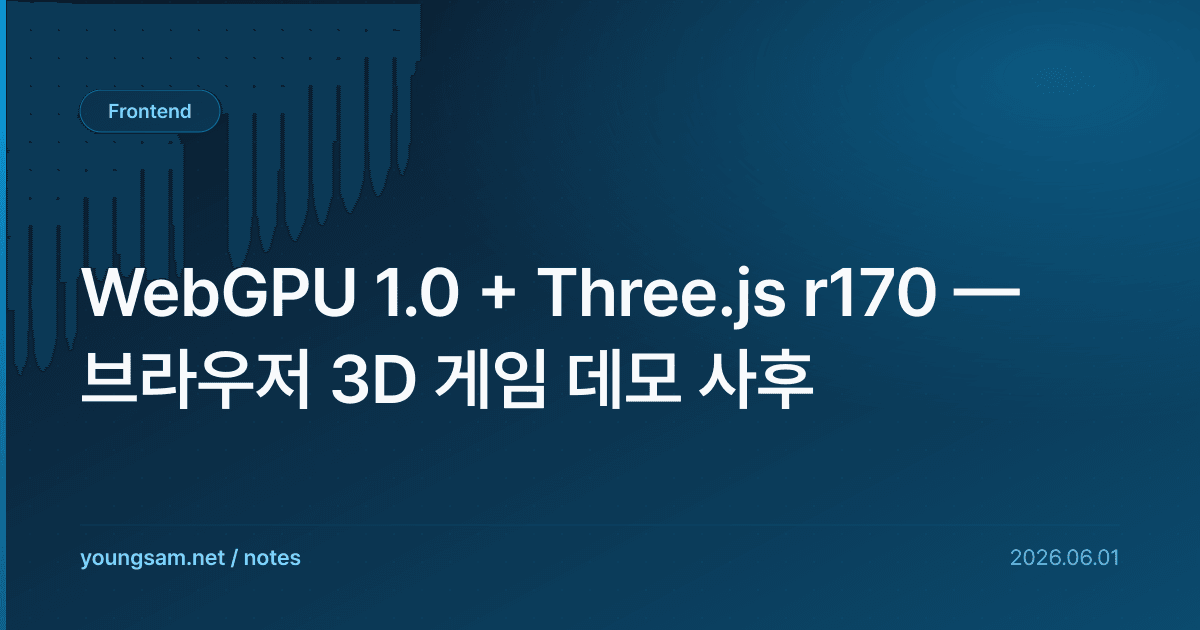 WebGPU 1.0 + Three.js r170 — 브라우저 3D 게임 데모 사후