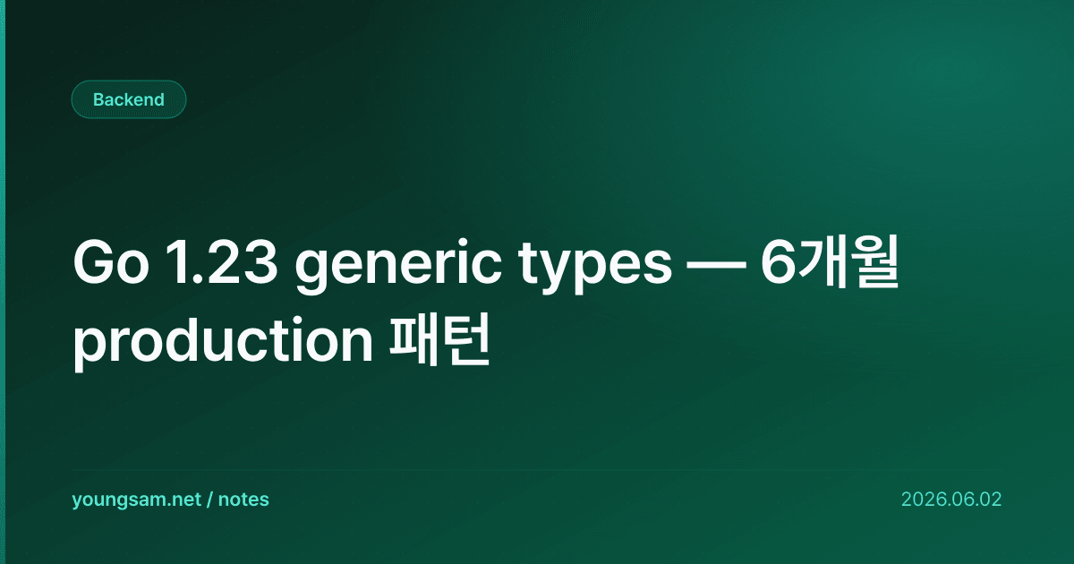 Go 1.23 generic types — 6개월 production 패턴
