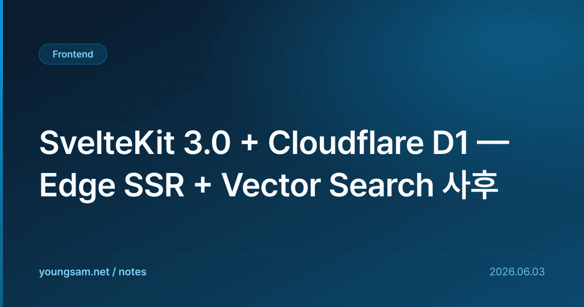 SvelteKit 3.0 + Cloudflare D1 — Edge SSR + Vector Search 사후