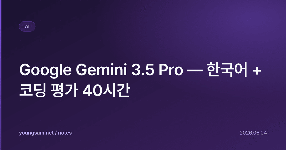 Google Gemini 3.5 Pro — 한국어 + 코딩 평가 40시간