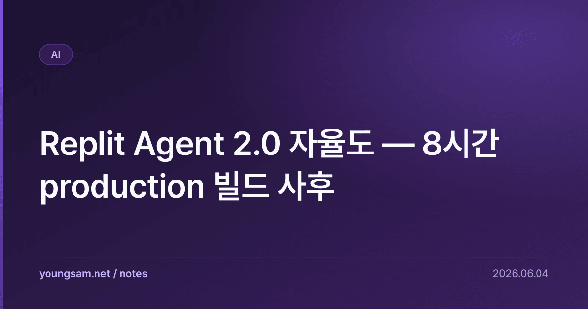 Replit Agent 2.0 자율도 — 8시간 production 빌드 사후