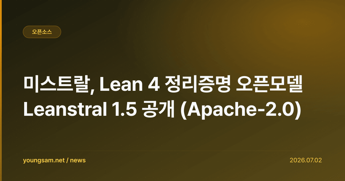 미스트랄, Lean 4 정리증명 오픈모델 Leanstral 1.5 공개 (Apache-2.0)