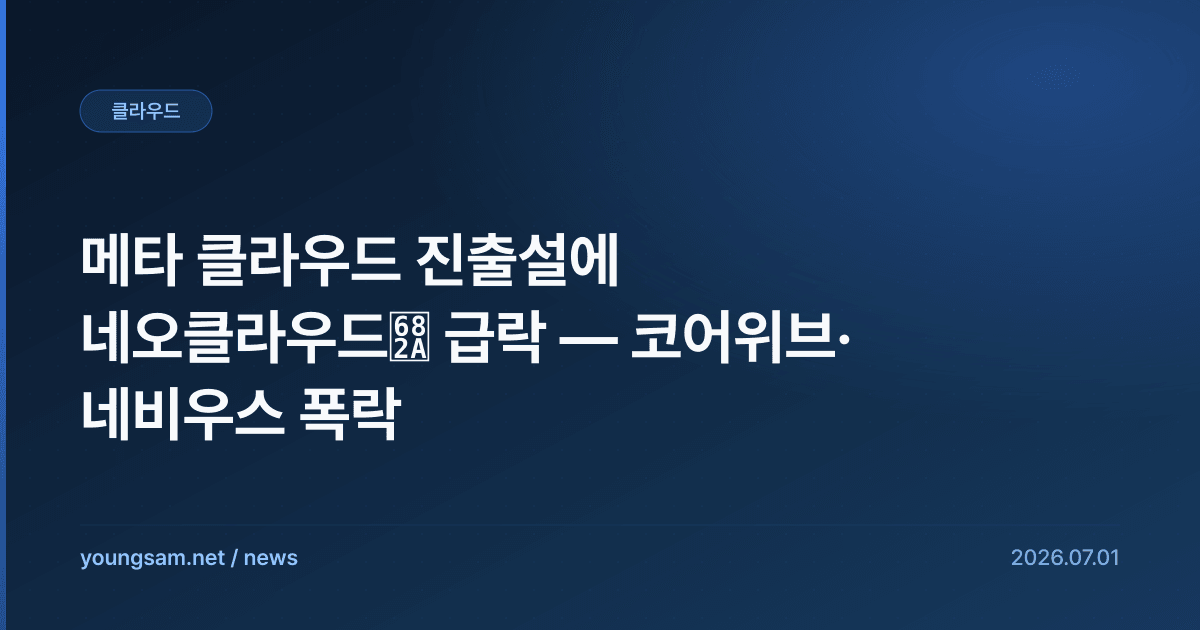 메타 클라우드 진출설에 네오클라우드株 급락 — 코어위브·네비우스 폭락