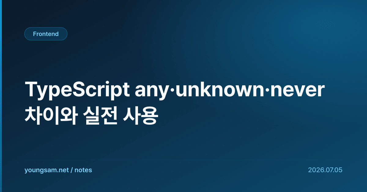 TypeScript any·unknown·never 차이와 실전 사용