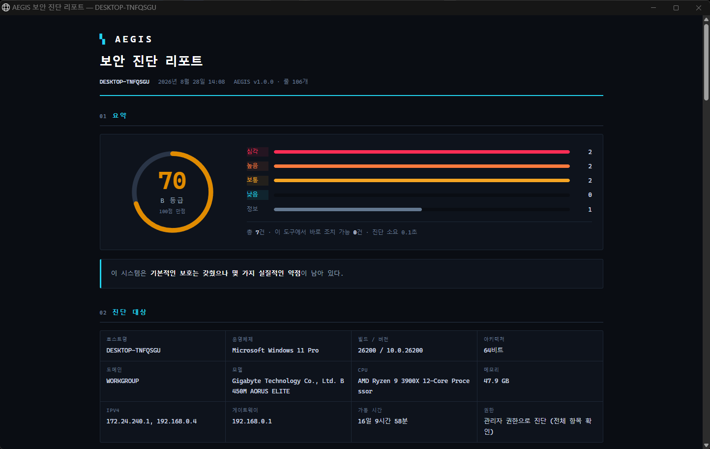 AEGIS HTML report