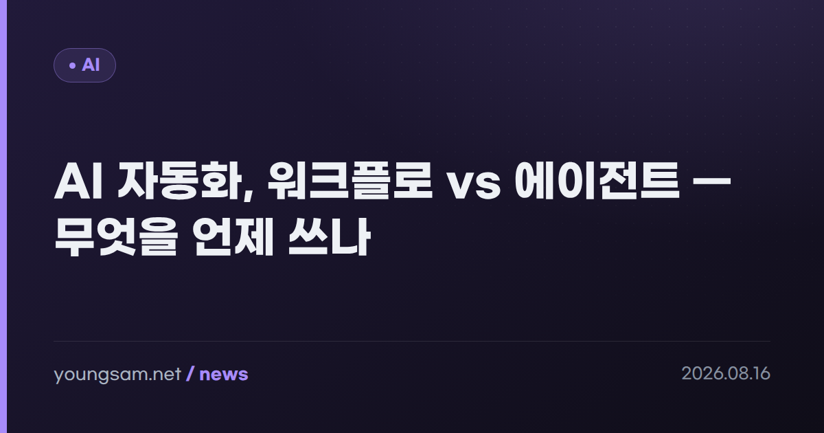 AI 자동화, 워크플로 vs 에이전트 — 무엇을 언제 쓰나