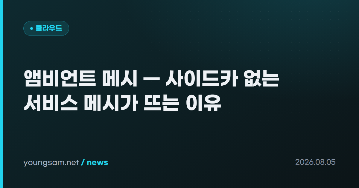 앰비언트 메시 — 사이드카 없는 서비스 메시가 뜨는 이유